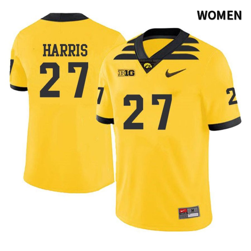 Women's Iowa Hawkeyes NCAA #27 Jermari Harris Yellow Authentic Nike Alumni Stitched College Football Jersey SB34G76PX
